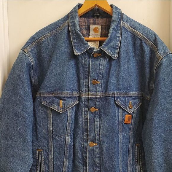🤩Rare Vintage carhartt blanket lined denim jacket size men's extra large - Picture 2 of 7